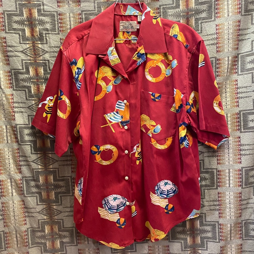 VTG 90s RedHead For Her Hawaiian Tropical Shirt
